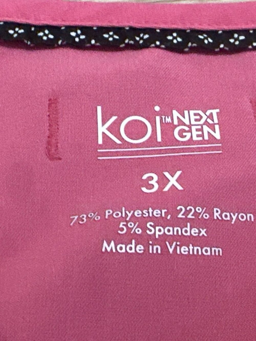 Koi Next Gen Scrub Top 3X Womens Pink Polyester Blend Short Sleeve Medical - Picture 3 of 6